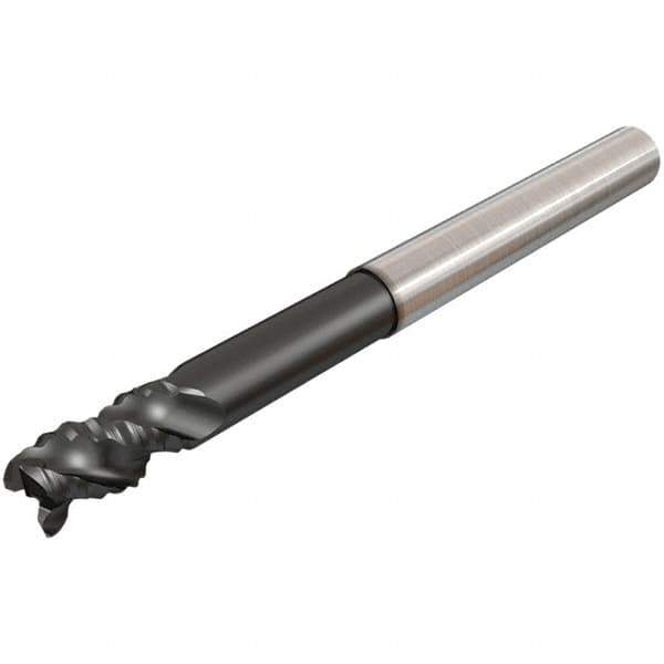 Iscar - 12mm Diam, Coarse Pitch, 12mm LOC, 3 Flute Solid Carbide 0.2mm Corner Radius Roughing End Mill - Uncoated, 83mm OAL, 12mm Shank Diam, Single End, Extended Reach, 45° Helix - Eagle Tool & Supply