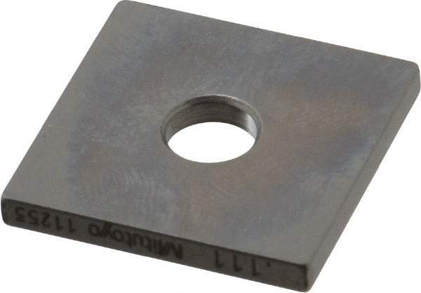 Mitutoyo - 0.111" Square Steel Gage Block - Accuracy Grade 0, Includes Certificate of Inspection - Eagle Tool & Supply