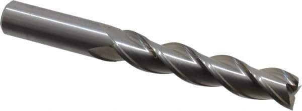 Kennametal - 5/8", 3" LOC, 5/8" Shank Diam, 5-1/4" OAL, 3 Flute, Solid Carbide Square End Mill - Single End, Uncoated, Spiral Flute, 37° Helix, Centercutting, Right Hand Cut, Right Hand Flute, Series AADE - Eagle Tool & Supply