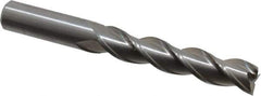 Kennametal - 5/8", 3" LOC, 5/8" Shank Diam, 5-1/4" OAL, 3 Flute, Solid Carbide Square End Mill - Single End, Uncoated, Spiral Flute, 37° Helix, Centercutting, Right Hand Cut, Right Hand Flute, Series AADE - Eagle Tool & Supply