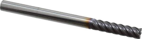 Niagara Cutter - 5/16", 1-1/4" LOC, 5/16" Shank Diam, 4" OAL, 5 Flute, Solid Carbide Square End Mill - Single End, TiAlN Finish, Spiral Flute, 45° Helix, Centercutting, Right Hand Cut, Right Hand Flute, Series S545 - Eagle Tool & Supply