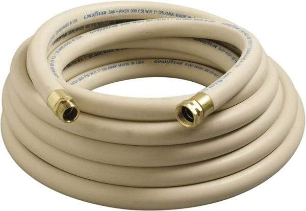 Continental ContiTech - 50' Long, 3/4 Male x Female GHT, -40 to 205°F, Synthetic Rubber High Temp & High Pressure Hose - 3/4" ID x 1.17" OD, White, 300 Max psi - Eagle Tool & Supply