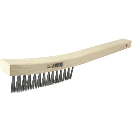 V-Groove Hand Wire Scratch Brush, .012 Steel Fill, Curved Handle, 3 × 19 Rows - Eagle Tool & Supply