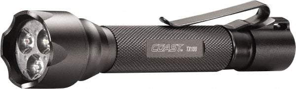 Coast Cutlery - White, Red, Blue LED Bulb, 125 Lumens, Industrial/Tactical Flashlight - Black Aluminum Body, 2 AA Batteries Included - Eagle Tool & Supply