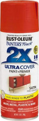 Rust-Oleum - Fire Orange, Satin, Enamel Spray Paint - 8 Sq Ft per Can, 12 oz Container, Use on Multipurpose - Eagle Tool & Supply