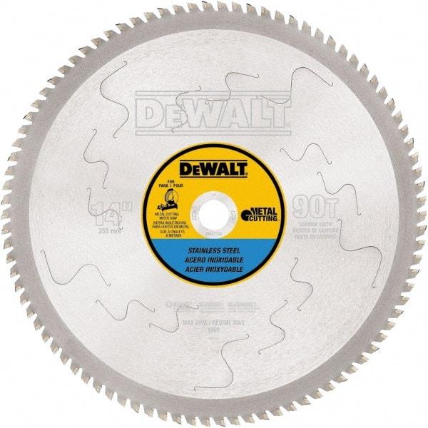 DeWALT - 14" Diam, 1" Arbor Hole Diam, 90 Tooth Wet & Dry Cut Saw Blade - Carbide-Tipped, Standard Round Arbor - Eagle Tool & Supply