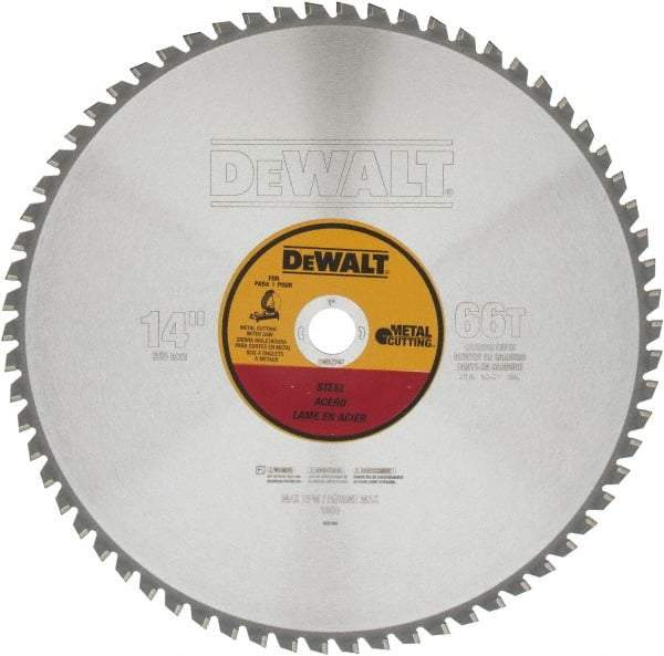 DeWALT - 14" Diam, 1" Arbor Hole Diam, 66 Tooth Wet & Dry Cut Saw Blade - Carbide-Tipped, Standard Round Arbor - Eagle Tool & Supply