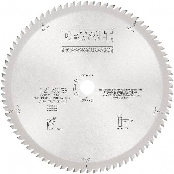 DeWALT - 6-3/4" Diam, 20mm Arbor Hole Diam, 40 Tooth Wet & Dry Cut Saw Blade - Carbide-Tipped, Standard Round Arbor - Eagle Tool & Supply