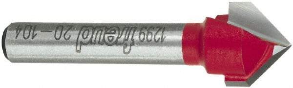 Freud - 1/2" Cut Diam, 7/16" Length of Cut, 0 Flute V-Groove Edge Profile Router Bit - Carbide-Tipped, 1/4" Shank Diam, 1-3/4" OAL, Proprietary Coating - Eagle Tool & Supply