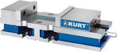 Kurt - 8" Jaw Width, 10-1/4" Jaw Opening Capacity, Horizontal Stationary Machine Vise - Manual Operation, 1 Station, 24" Long x 6" High x 1" Deep, 6" Jaw Height, 100 Lb Max Clamp Force, Ductile Iron - Eagle Tool & Supply