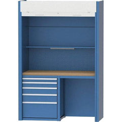 LISTA - 60-1/4 Wide x 29-3/4" Deep x 91-1/2" High, Butcher Block Workstation - Fixed Legs, Classic Blue - Eagle Tool & Supply