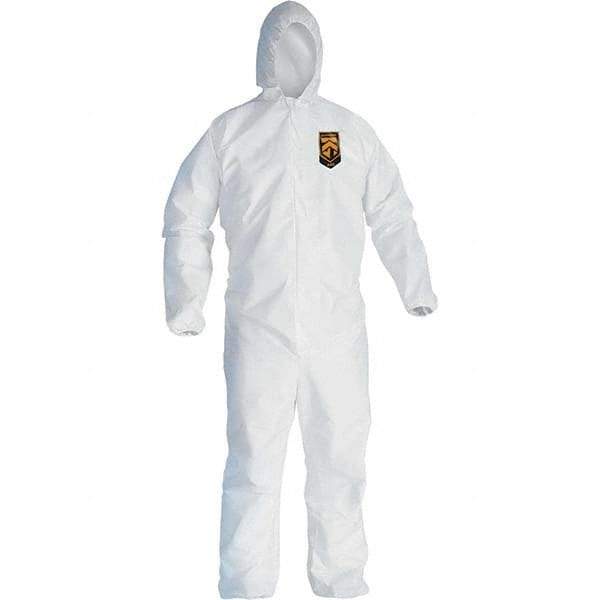 KleenGuard - Size 2XL Film Laminate General Purpose Coveralls - White, Zipper Closure, Elastic Cuffs, Elastic Ankles, Serged Seams - Eagle Tool & Supply