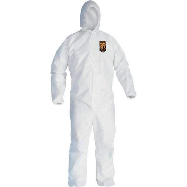 KleenGuard - Size XL Film Laminate General Purpose Coveralls - White, Zipper Closure, Elastic Cuffs, Elastic Ankles, Serged Seams - Eagle Tool & Supply