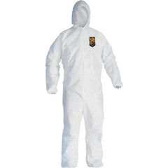 KleenGuard - Size S Film Laminate General Purpose Coveralls - White, Zipper Closure, Elastic Cuffs, Elastic Ankles, Serged Seams - Eagle Tool & Supply