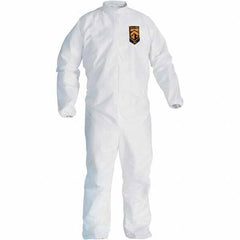 KleenGuard - Size XL Film Laminate General Purpose Coveralls - White, Zipper Closure, Elastic Cuffs, Elastic Ankles, Serged Seams - Eagle Tool & Supply