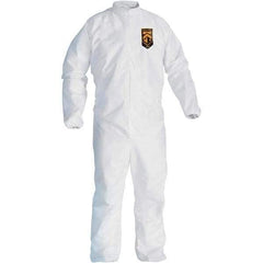 KleenGuard - Size S Film Laminate General Purpose Coveralls - White, Zipper Closure, Elastic Cuffs, Elastic Ankles, Serged Seams - Eagle Tool & Supply