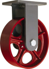 Hamilton - 10" Diam x 3" Wide x 12-1/2" OAH Top Plate Mount Rigid Caster - Cast Iron, 2,600 Lb Capacity, Tapered Roller Bearing, 5-1/4 x 7-1/4" Plate - Eagle Tool & Supply