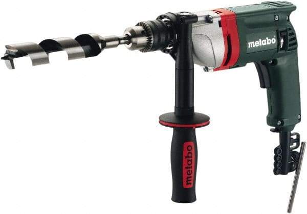 Metabo - 1/2" Keyed Chuck, 0 to 650 RPM, Pistol Grip Handle Electric Drill - 6.7 Amps, 120 Volts, Non-Reversible - Eagle Tool & Supply