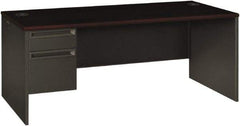 Hon - Steel-Reinforced High-Pressure Laminate Left Pedestal Desk - 72" Wide x 36" Deep x 29-1/2" High, Mahogany/Charcoal - Eagle Tool & Supply