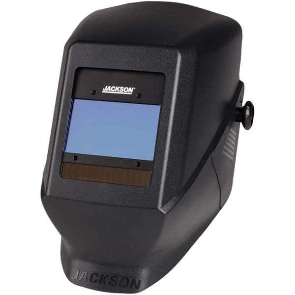 Jackson Safety - 2.36" Window Width x 3.93" Window Height, 9 to 13 Shade Auto-Darkening Lens, Fixed Front Welding Helmet - Black Thermoplastic Green Lens - Eagle Tool & Supply