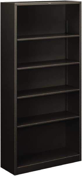 Hon - 5 Shelf, 71" High x 34-1/2" Wide Bookcase - 12-5/8" Deep, Steel, Charcoal - Eagle Tool & Supply