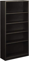 Hon - 5 Shelf, 71" High x 34-1/2" Wide Bookcase - 12-5/8" Deep, Steel, Charcoal - Eagle Tool & Supply