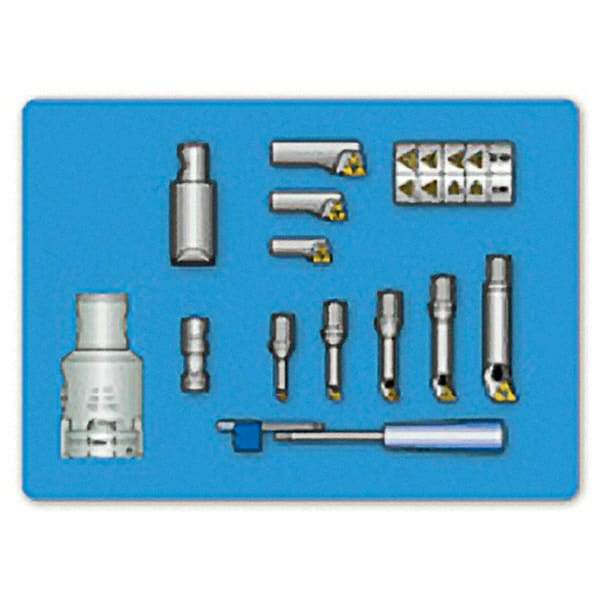 Iscar - 0.236" Min Diam Smallest Bar, 0.866" Min Diam Largest Bar, Indexable Boring Bar Set - TPGX, WCGT Insert, KITI BHEI Toolholder, 21mm Max Bore Depth - Eagle Tool & Supply