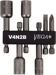 VEGA Industries - 6 Piece, Phillips, Slotted, Magnetic Nutsetters Handle, Screwdriver Bit Set - 1/4" Hex Drive - Eagle Tool & Supply