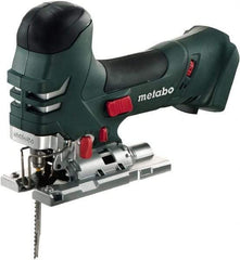 Metabo - 18 Volt, 3,000 SPM, 5-1/4" Stroke Length, Lithium-Ion Cordless Jigsaw - 45° Cutting Angle, Series M18 - Eagle Tool & Supply