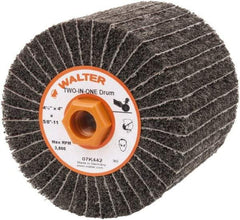 WALTER Surface Technologies - 4-1/2" Diam, 80 Grit Aluminum Oxide Unmounted Flap Wheel - 5/8" Hole, 5/8-11 Thread, 4" Wide, Nonwoven & Coated, Fine Grade, 3,800 Max RPM - Eagle Tool & Supply