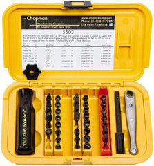 Chapman - 40 Piece, 1/4" Drive Screwdriver Bit Set - #1 to #4 Phillips, 0.05 to 5/16" Hex - Eagle Tool & Supply