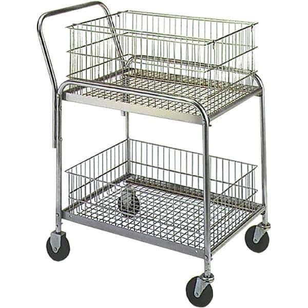 Wesco Industrial Products - 200 Lb Capacity, 20" Wide x 33" Long x 37-1/2" High Mail Cart - 2 Shelf, Steel, Hard Rubber Casters - Eagle Tool & Supply