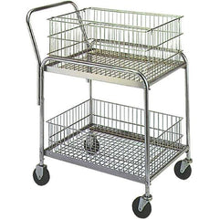Wesco Industrial Products - 200 Lb Capacity, 20" Wide x 33" Long x 37-1/2" High Mail Cart - 2 Shelf, Steel, Hard Rubber Casters - Eagle Tool & Supply