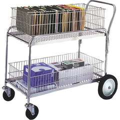 Wesco Industrial Products - 250 Lb Capacity, 36" Wide x 11" Long x 17-1/4" High Mail Cart - 2 Shelf, Steel, Hard Rubber Casters - Eagle Tool & Supply