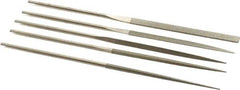 PFERD - 5 Piece Diamond Pattern File Set - 5-1/2" Long, Fine Coarseness, Set Includes Half Round, Hand, Round, Square, Three Square - Eagle Tool & Supply