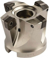 Seco - 4 Inserts, 1.9685" Cutter Diam, 0.0787" Max Depth of Cut, Indexable High-Feed Face Mill - 0.8661" Arbor Hole Diam, 0.4094" Keyway Width, 1.5748" High, SCE.. 1206.. Inserts - Eagle Tool & Supply