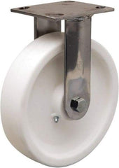 Hamilton - 8" Diam x 2" Wide x 9-1/2" OAH Top Plate Mount Rigid Caster - Polyolefin, 800 Lb Capacity, Delrin Bearing, 4 x 4-1/2" Plate - Eagle Tool & Supply