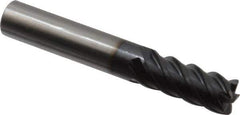 OSG - 3/8", 7/8" LOC, 3/8" Shank Diam, 2-1/2" OAL, 5 Flute, Solid Carbide Square End Mill - Single End, TiAlN Finish, Spiral Flute, 45° Helix, Centercutting, Right Hand Cut, Right Hand Flute, Series 455C - Eagle Tool & Supply