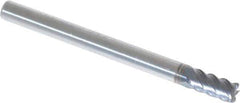 OSG - 1/8", 1/4" LOC, 1/8" Shank Diam, 1-1/2" OAL, 5 Flute, Solid Carbide Square End Mill - Single End, TiAlN Finish, Spiral Flute, 45° Helix, Centercutting, Right Hand Cut, Right Hand Flute, Series 455C - Eagle Tool & Supply