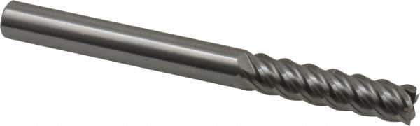 OSG - 3/8", 1-1/2" LOC, 3/8" Shank Diam, 4" OAL, 5 Flute, Solid Carbide Square End Mill - Single End, Uncoated, Spiral Flute, 45° Helix, Centercutting, Right Hand Cut, Right Hand Flute, Series 455C - Eagle Tool & Supply