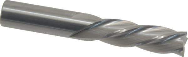 OSG - 3/8", 7/8" LOC, 3/8" Shank Diam, 2-1/2" OAL, 4 Flute, Solid Carbide Square End Mill - Single End, Uncoated, Spiral Flute, 30° Helix, Centercutting, Right Hand Cut, Left Hand Flute, Series 447 - Eagle Tool & Supply