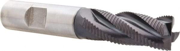 Hertel - 5/8" Diam, Fine Pitch, 1-5/8" LOC, 4 Flute Cobalt Roughing Square End Mill - TiAlN Finish, 3-3/4" OAL, 5/8" Shank Diam, Single End, Centercutting, 30° Helix - Eagle Tool & Supply