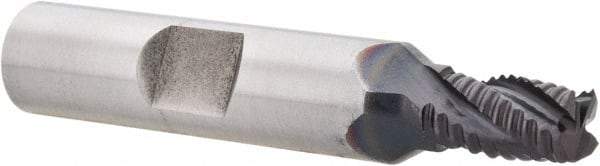 Hertel - 1/4" Diam, Fine Pitch, 3/8" LOC, 4 Flute Cobalt Roughing Square End Mill - TiAlN Finish, 2-1/16" OAL, 3/8" Shank Diam, Single End, Centercutting, 30° Helix - Eagle Tool & Supply