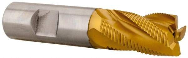 Hertel - 3/4" Diam, Fine Pitch, 1-1/4" LOC, 4 Flute Cobalt Roughing Square End Mill - TiN Finish, 3-1/2" OAL, 3/4" Shank Diam, Single End, 30° Helix - Eagle Tool & Supply