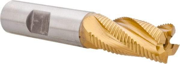 Hertel - 5/8" Diam, Fine Pitch, 1-1/4" LOC, 4 Flute Cobalt Roughing Square End Mill - TiN Finish, 3-3/8" OAL, 5/8" Shank Diam, Single End, 30° Helix - Eagle Tool & Supply