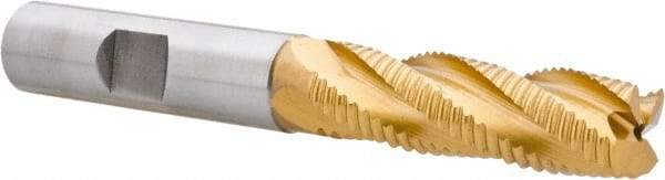 Hertel - 1/2" Diam, Fine Pitch, 1-5/8" LOC, 4 Flute Cobalt Roughing Square End Mill - TiN Finish, 3-5/8" OAL, 1/2" Shank Diam, Single End, 30° Helix - Eagle Tool & Supply