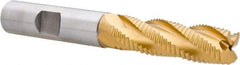 Hertel - 1/2" Diam, Fine Pitch, 1-5/8" LOC, 4 Flute Cobalt Roughing Square End Mill - TiN Finish, 3-5/8" OAL, 1/2" Shank Diam, Single End, 30° Helix - Eagle Tool & Supply