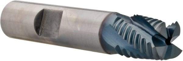 Hertel - 1/4" Diam, Fine Pitch, 1-1/4" LOC, 4 Flute Cobalt Roughing Square End Mill - TiAlN Finish, 3.13" OAL, 3/8" Shank Diam, Single End, 30° Helix - Eagle Tool & Supply