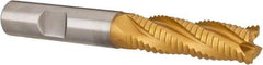 Hertel - 1/2" Diam, Coarse Pitch, 1-5/8" LOC, 4 Flute Cobalt Roughing Square End Mill - TiN Finish, 3-5/8" OAL, 1/2" Shank Diam, Single End, Centercutting, 30° Helix - Eagle Tool & Supply