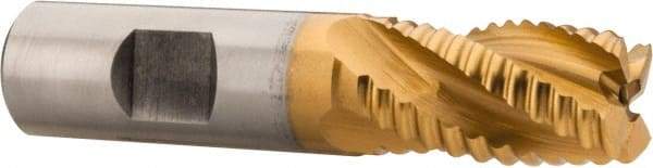 Hertel - 3/4" Diam, Coarse Pitch, 1-1/4" LOC, 4 Flute Cobalt Roughing Square End Mill - TiN Finish, 3-1/2" OAL, 3/4" Shank Diam, Single End, 30° Helix - Eagle Tool & Supply